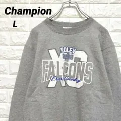 【Champion】両面プリント ロゴスウェット グレー ファルコンズ US古着