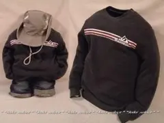 M22◆新品【140cm】チャコールグレー☆ロゴトレーナー＜裏起毛＞