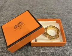 【極美品】エルメス シェーヌダンクル スカーフリング ゴールドカラー 保存箱付き