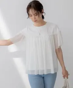 【組曲】新品未使用　プリーツコンビ5分袖 カットソー