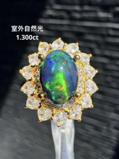 新作　ブラック天然オパール双遊色綺麗極0.725ctS925 18KGP 新作 ブラック天然オパール双遊色綺麗極0.725ctS925 18KGP - メルカリ