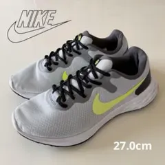 NIKE REVOLUTION 6スニーカー グレー×ネオンイエロー27.0cm