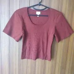H&M 半袖ニット テラコッタ Mサイズ