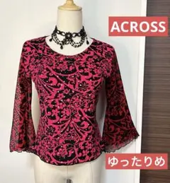 社交ダンスレッスンウェア　ACROSS 黒と濃いピンクのキラキラトップス