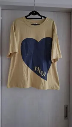 ハートプリント イエロー Tシャツ Lサイズ