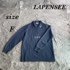 LAPENSEE (F) 長袖ポロシャツ 刺繍入り ハーフボタン カジュアル