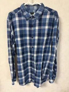 定番】UNIQLO ユニクロ フランネルチェックシャツ XL ブルー ネルシャツ