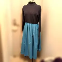 OPAQUE.CLIP・水色の長袖ロングワンピース