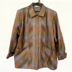 美品【 vintage 】チェックジャケット ウールジャケット　ロングジャケット