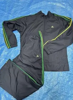 adidas ジャージ上下セットレディース Lサイズ ダークブルー/グリーン