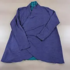 紫青配色カーディガン M-L