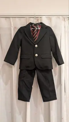 美品 100cmキッズ フォーマルスーツ 黒 ネクタイ付き！