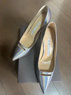 美品☆PELLICO☆ペリーコ シルバーポインテッドトゥフラットシューズ