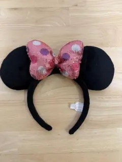 ディズニー　ミニーちゃん　スパンコールカチューシャ　ピンク