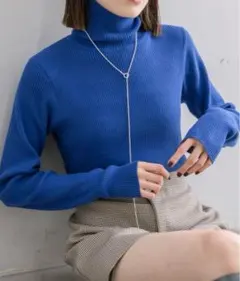 【新品未使用】ロイヤルブルー mystic タートルリブニット