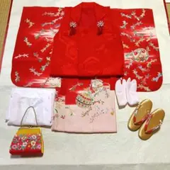 七五三　三歳　被布・着物(正絹)フルセット　(35)
