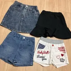 女の子 スカート ショートパンツ 110 まとめ売り 4枚セット 春夏