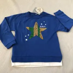 120cm  綿100% リバーシブルスパンコール　星長袖Tシャツ　新品