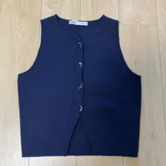 ZARA ネイビー ニットベスト M
