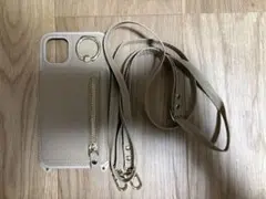 美品:iphone11 ベージュ スマホケース ストラップ付き
