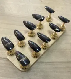 ダークパープル&ミラーデザインネイルチップ