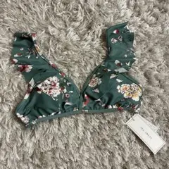 タグ付き✴︎SEA DRESS フリル ビキニトップ 花柄 グリーンLのサムネイル