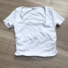 ZARA ホワイト スクエアネック Tシャツ M