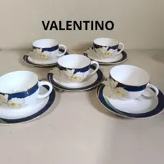 VALENTINO ヴァレンティノ青色の花柄カップ・ソーサー 5個セット