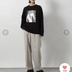 LAKOLE 裏起毛タックイージーパンツ　グレージュ　サイズL