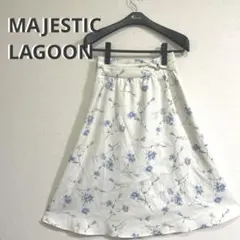 MAJESTICLAGOONフラワープリント フレアスカート ひざ丈 Sのサムネイル
