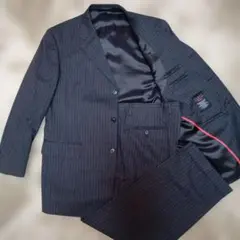 山本寛斎　ダークグレー ストライプ ビジネススーツ