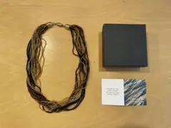 箱付き未使用】ムラーノガラス　ガラスビーズ　ネックレス　黒　金　茶色