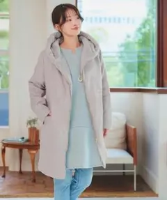 美品 ティアクラッセ スエード ボンディグ フード付きコート ロングコート