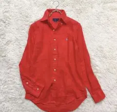 ラルフローレン　麻のレッドシャツ　美品XSのサムネイル