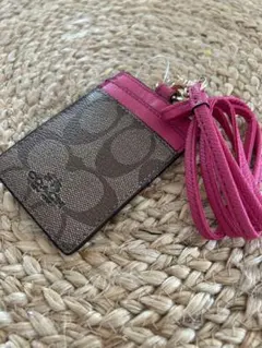 【新品】COACH IDカードケース ブラウン/ピンク