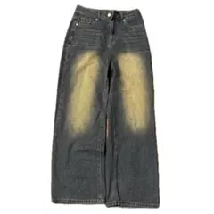ラインストーン付き デニムパンツ ワイド