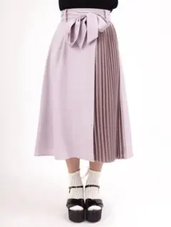ウエストリボンプリーツコンビスカート　アンクルージュのサムネイル