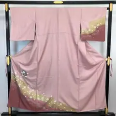 付下げ 童子 桜の花模様 金彩 紅桃色 KK-1777