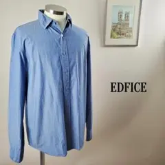 エディフィスEDFICEダンガリー素材カジュアルシャツ爽やかなブルー48