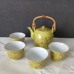 たち吉　橘吉　萌葱金彩　石瓶　急須　土瓶　茶碗　湯呑み　セット　茶器　黄緑　金