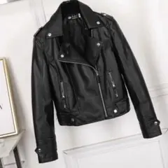 ライダースジャケット ブラック 革ジャン フェイクレザー バイカー