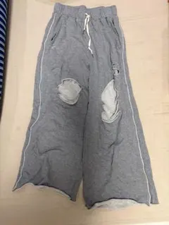 スウェットパンツ ワイド ダメージ加工 グレー