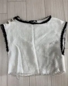 ZARA ホワイトツイードベスト S