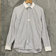 【L2452】diesel ストライプシャツ サイズS グレー