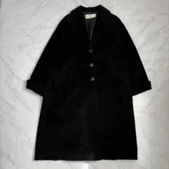 きれいめ オフィス チェスターコート 黒 ロングコート アンゴラ ウール