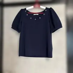 OLIVE des OLIVE 半袖カットソー ネイビー パール調のサムネイル