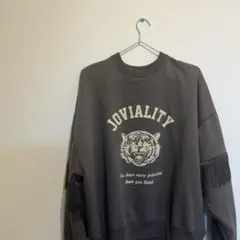 LOGOS DAYS フリンジ付きトレーナー グレー