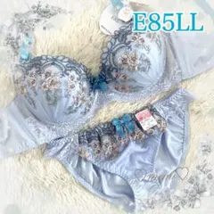【E85】ブラショーツセット♥️ ブルーパープル×フラワー刺繍♬️️1490