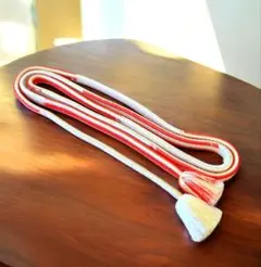 【道明】帯締め 正絹 赤白 美品 和装小物 ヴィンテージ