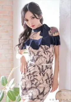 花柄ネイビーカラータイトドレス/Sugar/Jewels ナイトドレス